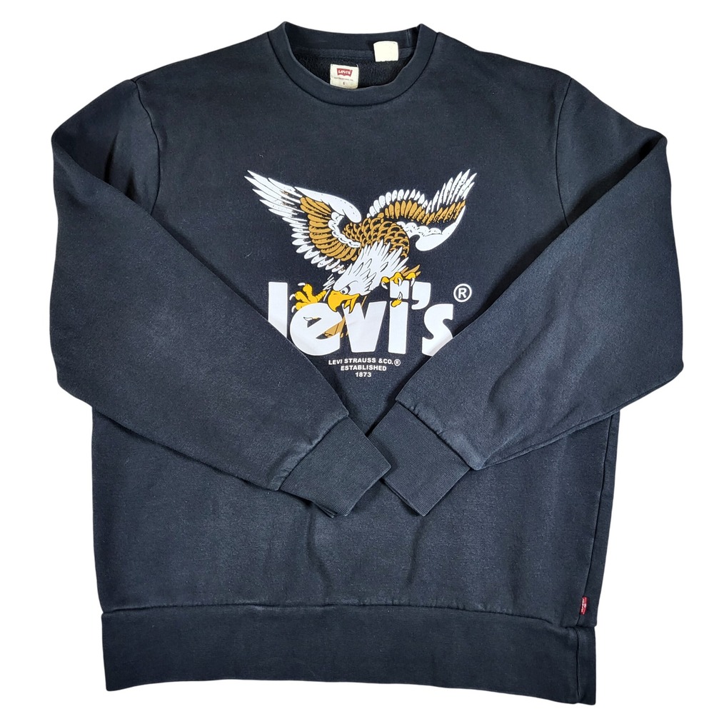 Levi's Eagle Logo Graphic Sweatshirt Mens Size S Black Pullover‎ Casual